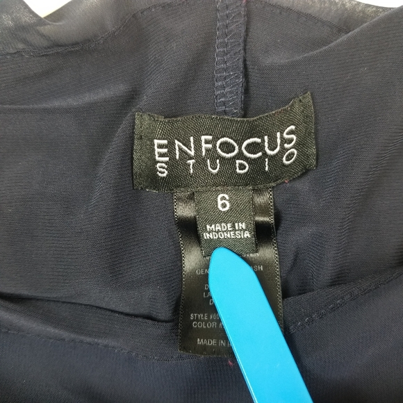 Enfocus Studio Ruffle puffs Sleeve Cover Pencil Dress Blue Sequins Lace Size 6 - Picture 5 of 13